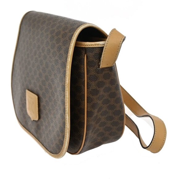 CELINE Logo Macadam Pattern Shoulder Bag PVC Leather Brown GHW Italy 69KB343 - Picture 2 of 13